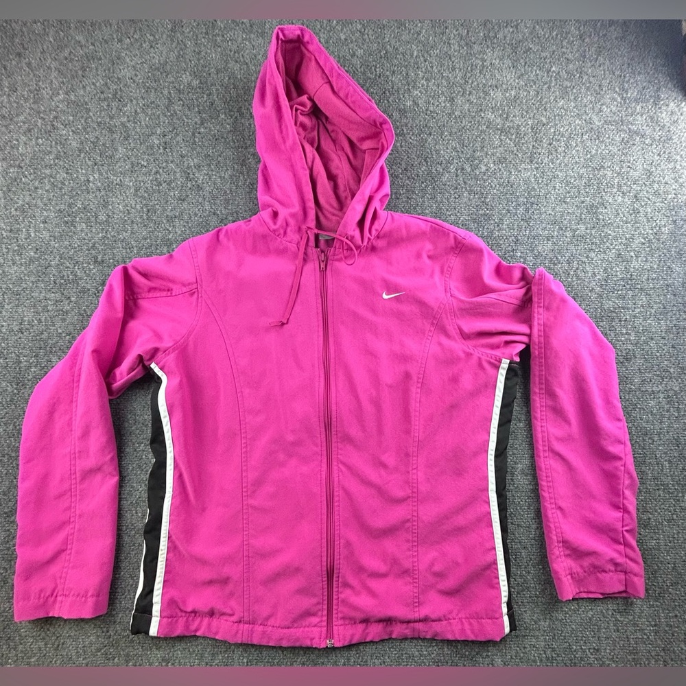 Nike Women’s Pink Full Zip Hooded Jacket Size Medium 8-10